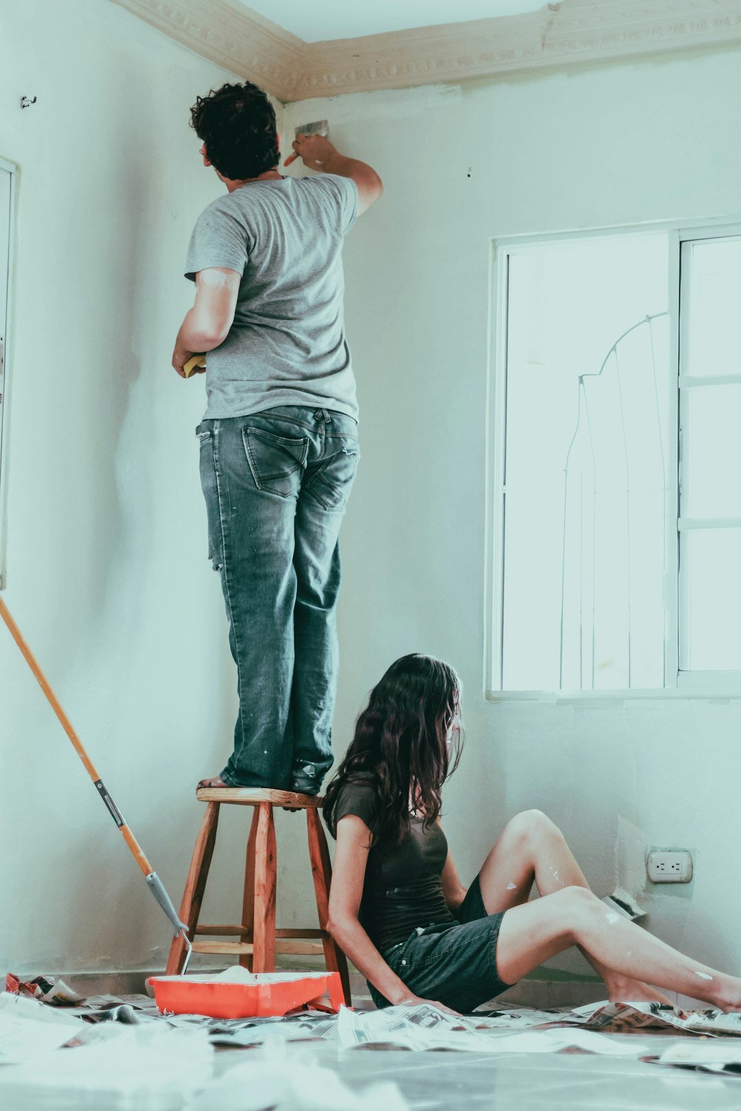 senior painting at home
