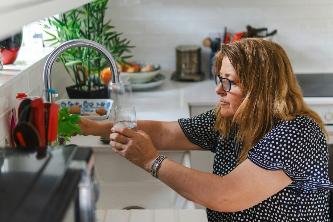 elderly drinking water